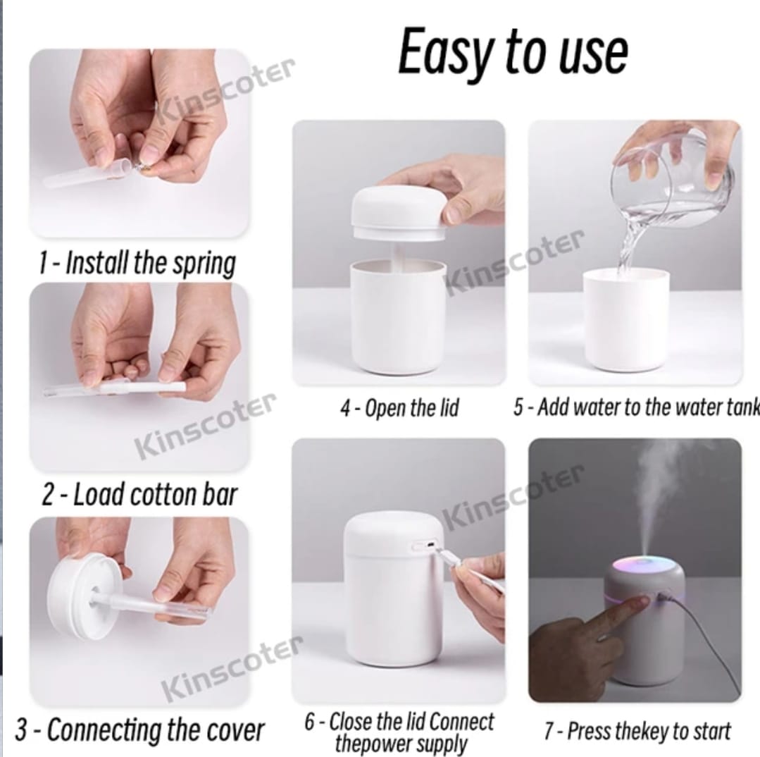 300ml H2O Air Humidifier Portable Mini USB Aroma Diffuser With Cool Mist For Bedroom Home Car Plants Purifier Humificador
