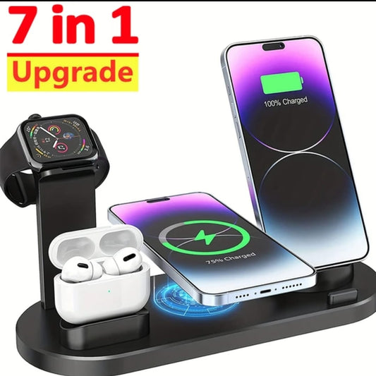 30W 7 in 1 Wireless Charger Stand Pad For iPhone 14 13 12 Pro Max Apple Watch Airpods Pro iWatch 8 7 Fast Charging Dock Station