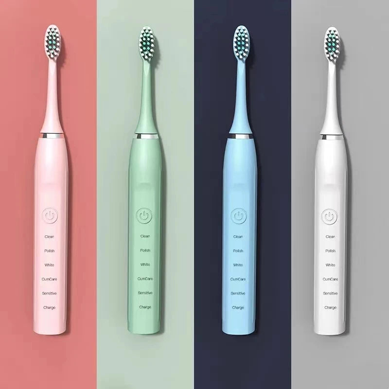 ianpai-Toothbrush elétrico acústico clássico para adulto, modo 5-Gear, carregamento USB, IPX7 impermeável, preto e branco