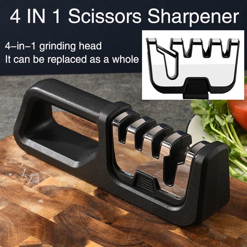 Afiador de faca preto com base antiderrapante, ferramenta de afiação rápida, portátil, multifuncional, facas de cozinha, 3 estágios tipo, 1pc